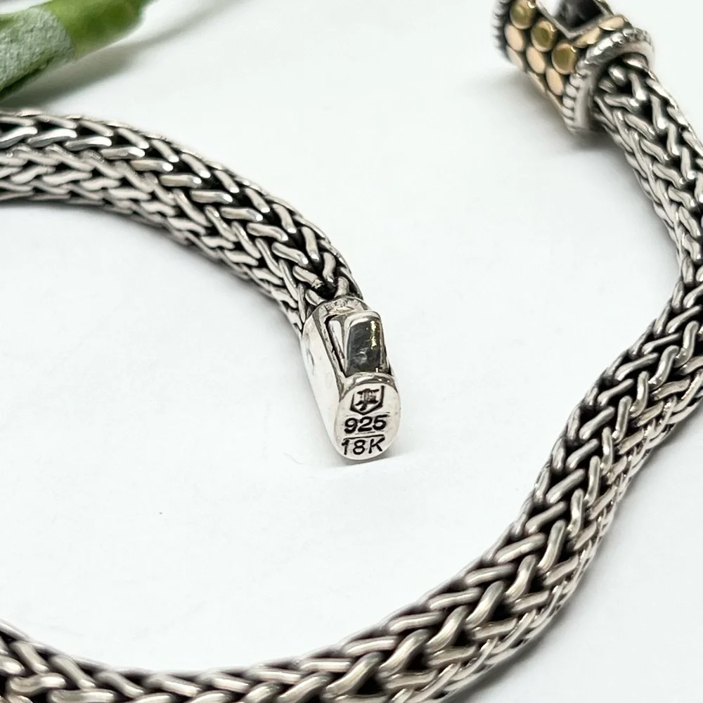 John Hardy Classic Chain 6.25mm Bracelet w/18K Gold Dot Clasp - Picture 5 of 7